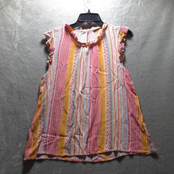 Staccato Women's Flutter Sleeve Top – Size‎ Large – Vibrant Colors – Pre-Owned - Picture 7 of 10